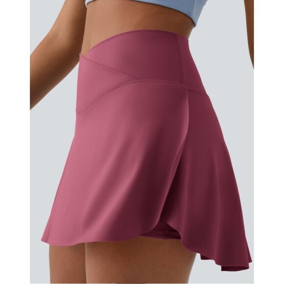 Halara Everyday Cloudful Air 2in1 Crossover Waist Skirt Sz XS Cranberry Red with - Picture 7 of 12
